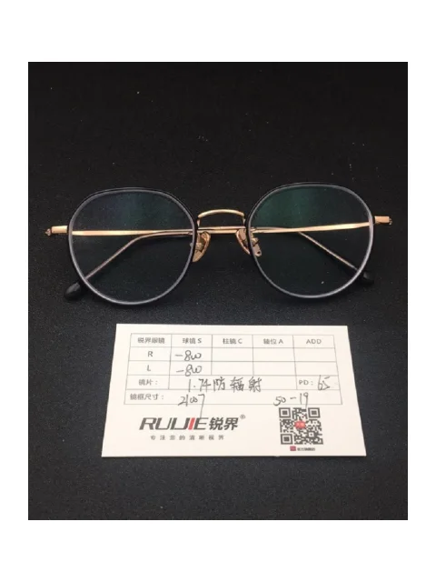 1.74超薄树脂镜片 R:-800 L:-800 PD:65镜框：21007（50-19）