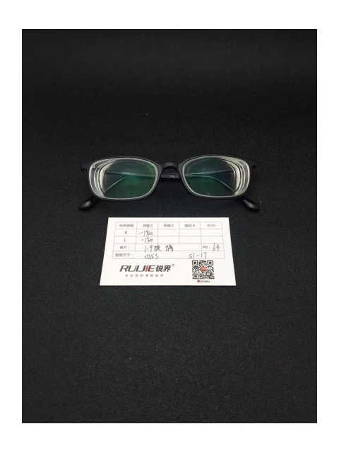 1.9超薄玻璃镜片 R:-1900 L:-1900 PD:64 镜框：0253（51-17）