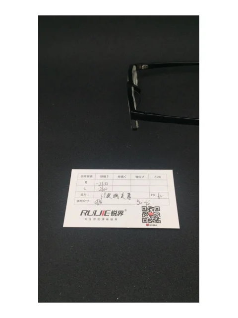 1.9超薄玻璃镜片 R:-2100L:-2100 PD:62镜框：0176（50-15）