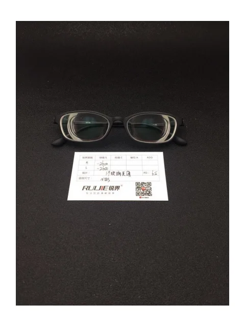 1.9超薄美薄玻璃镜片 R:-2600 L:-2600 PD:65 镜框：N1813